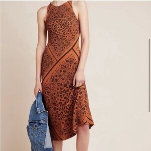 NWT FARM Rio Leopard Paisley Midi Dress